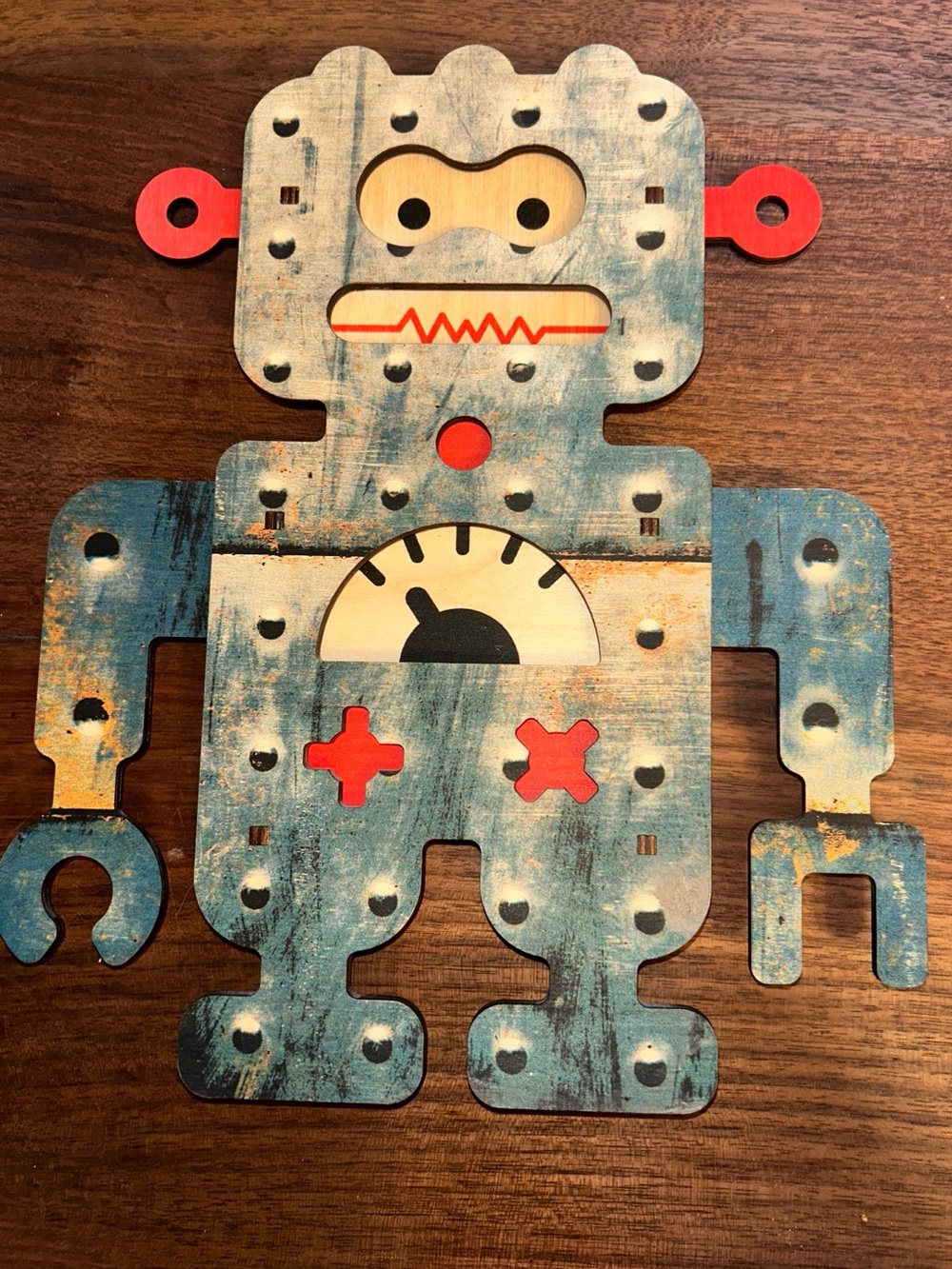 Paul Ocepek Modern Moose 3D Wooden Art Wood Wall Decor Blue Robot Signed